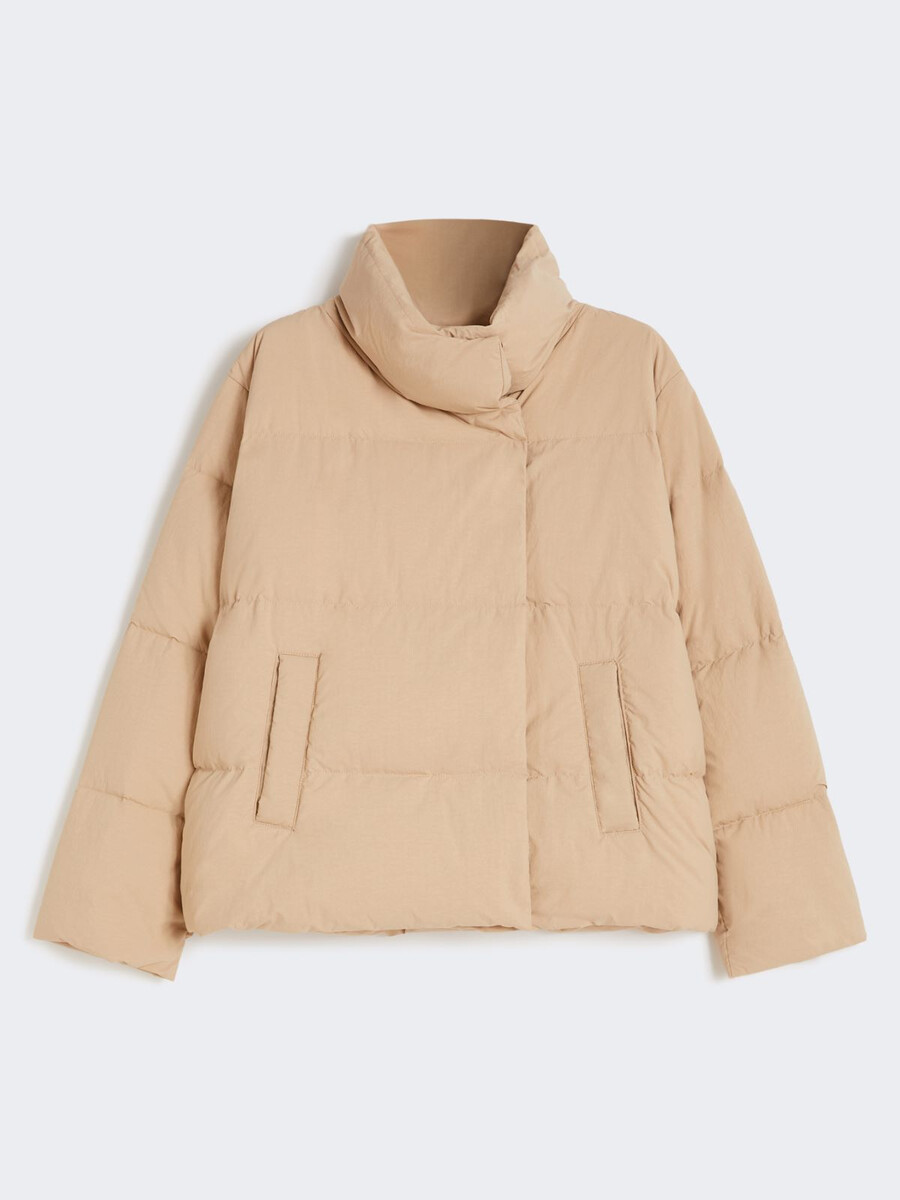 chaqueta corta de tejido repelente al agua - beige