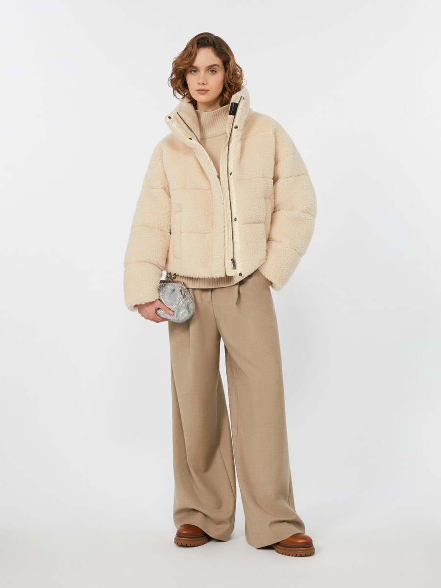chaqueta corta de plumón de lana - marfil