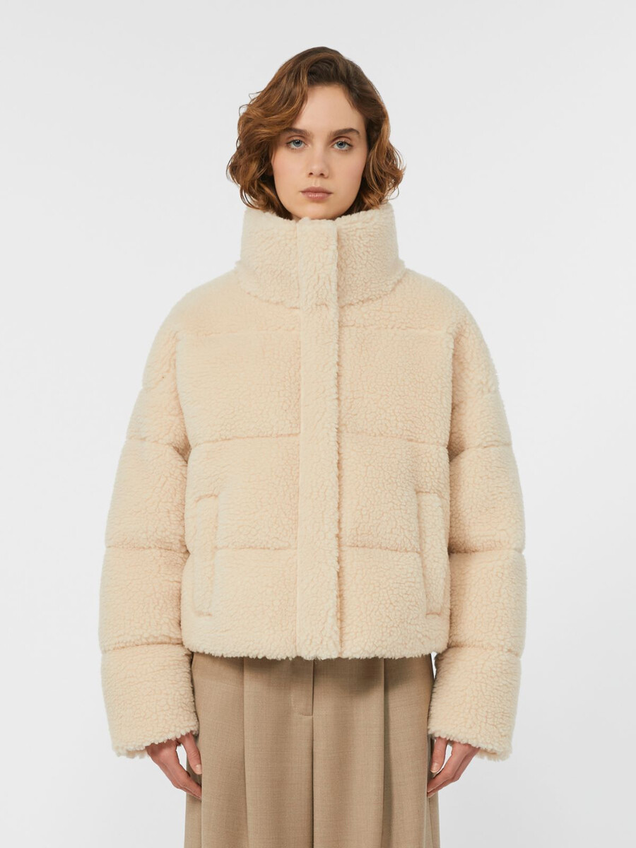 chaqueta corta de plumón de lana - marfil