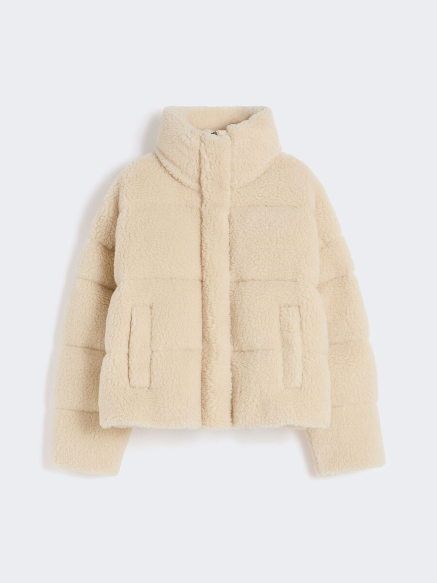 chaqueta corta de plumón de lana - marfil