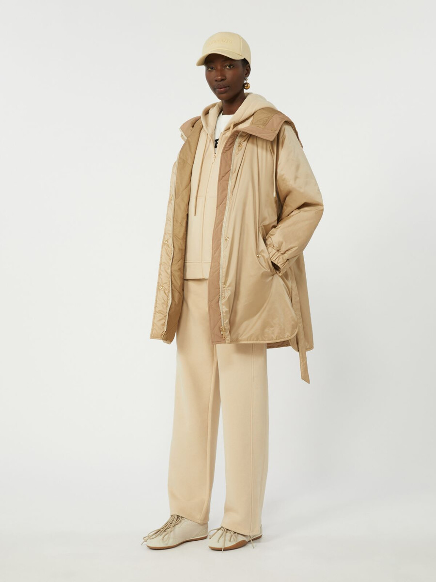 parka acolchada reversible de lona impermeable - beige
