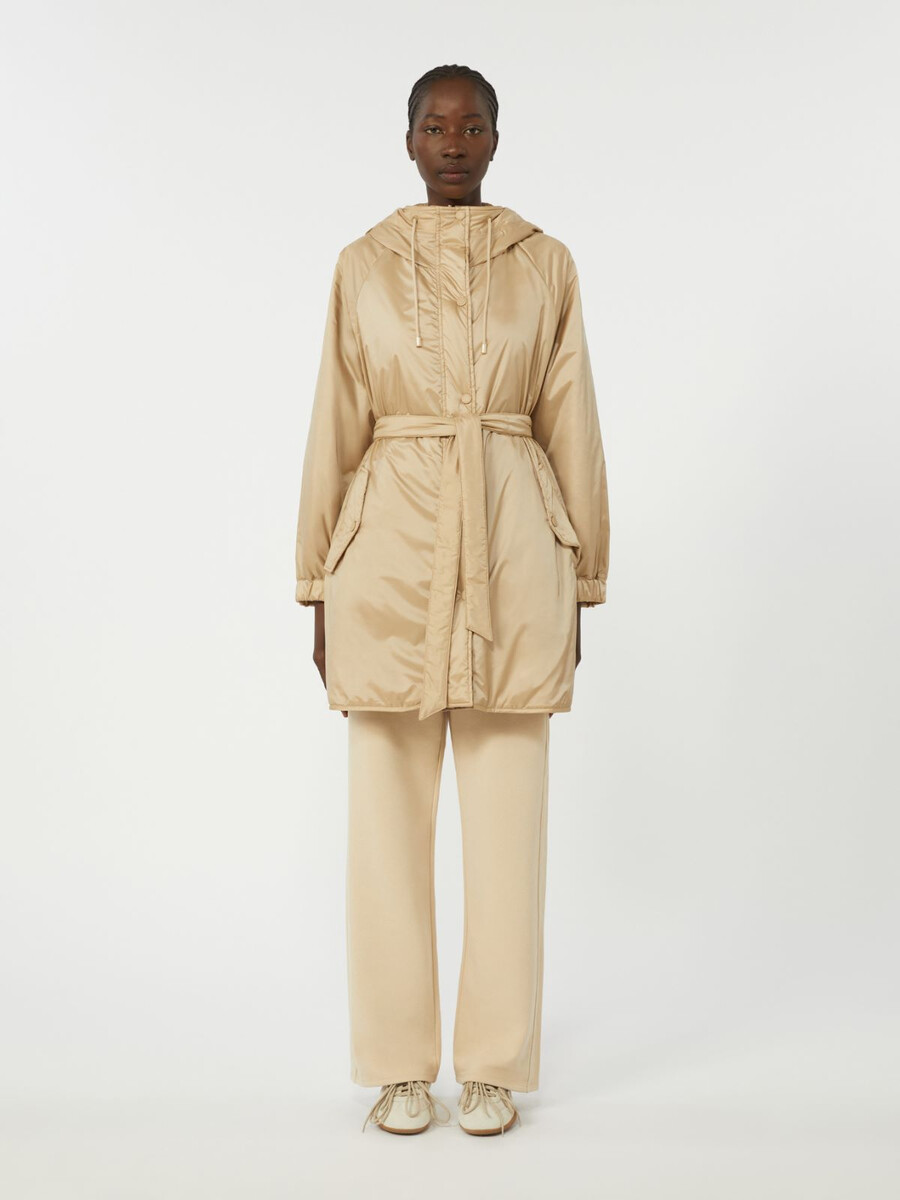 parka acolchada reversible de lona impermeable - beige