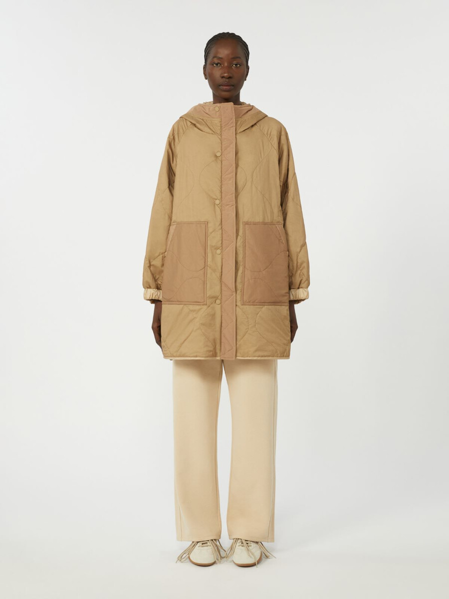 parka acolchada reversible de lona impermeable - beige