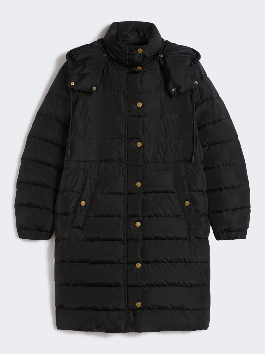 chaqueta de plumas de corte entallado de tafetán impermeable - negro