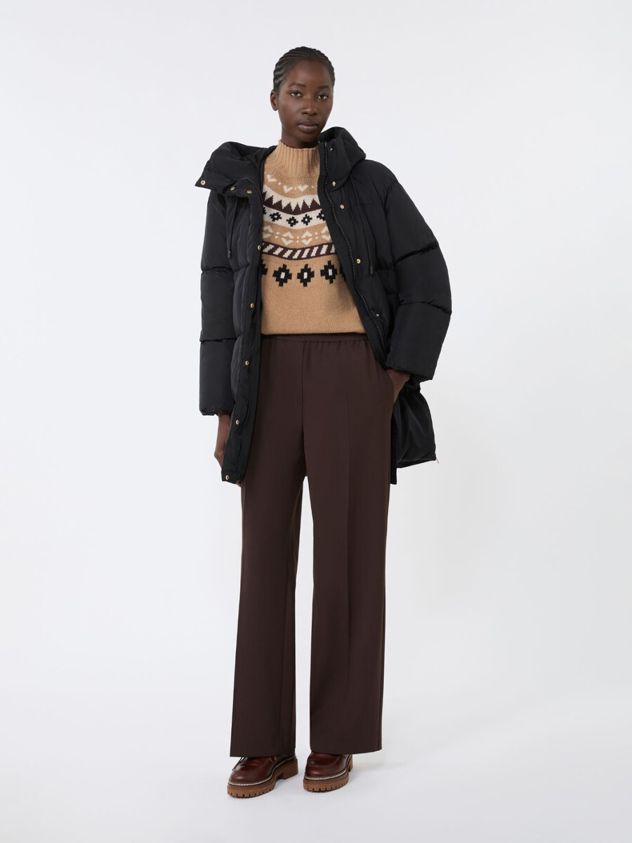 parka midi de tafetán hidrófugo - negro