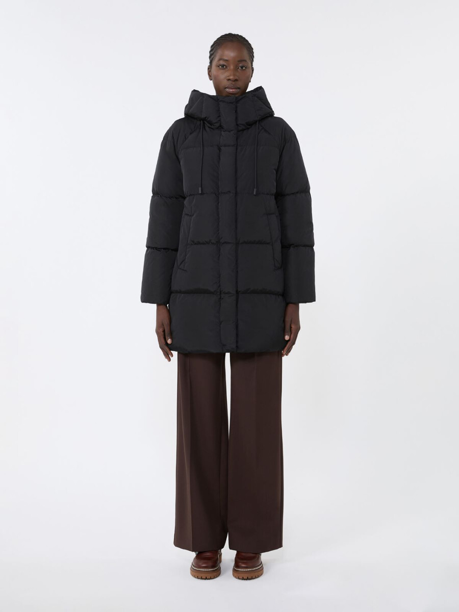 parka midi de tafetán hidrófugo - negro