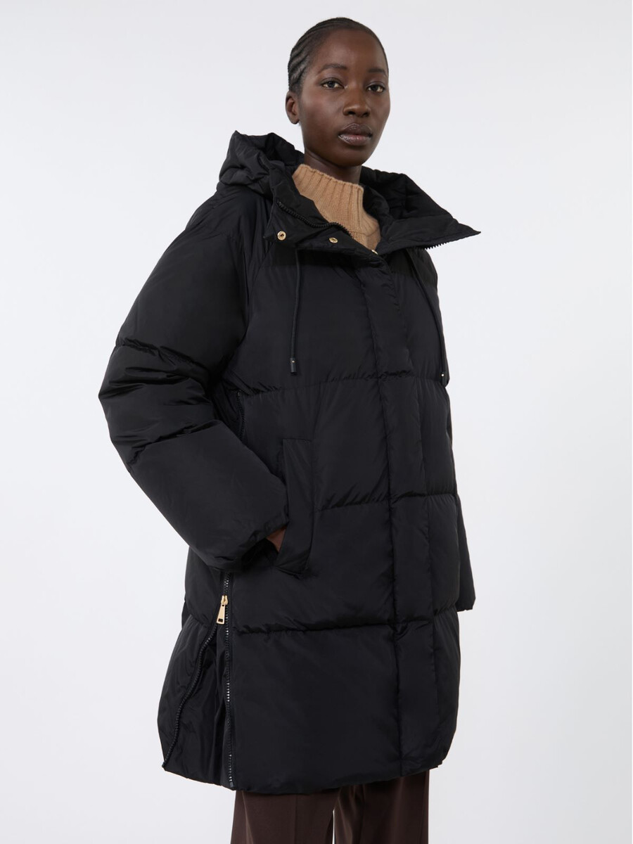 parka midi de tafetán hidrófugo - negro