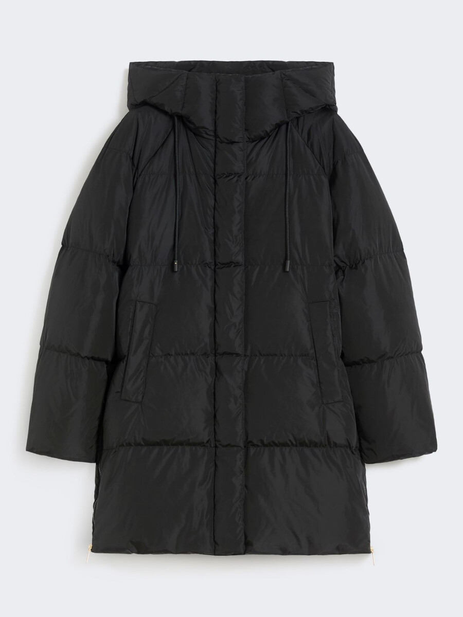 parka midi de tafetán hidrófugo - negro