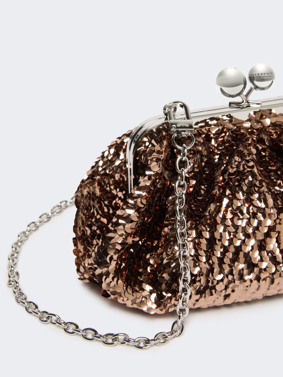 bolso pequeño de satén pasticcino adornado con lentejuelas - rosa
