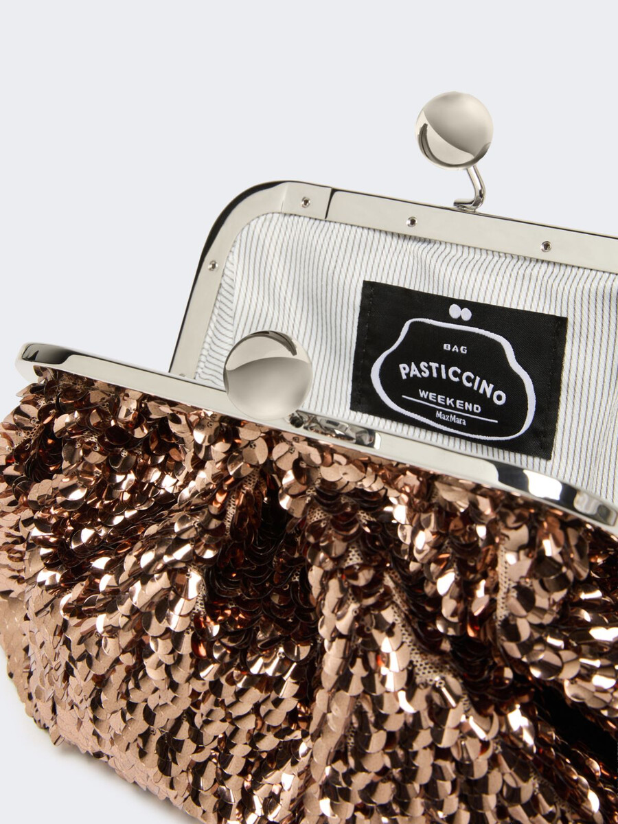 bolso pequeño de satén pasticcino adornado con lentejuelas - rosa