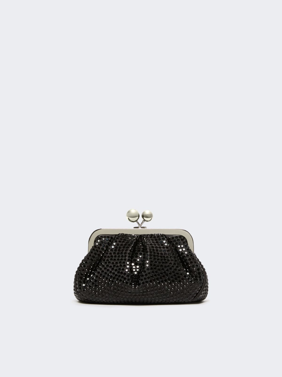 bolso pequeño de satén pasticcino adornado con pedrería - gris oscuro