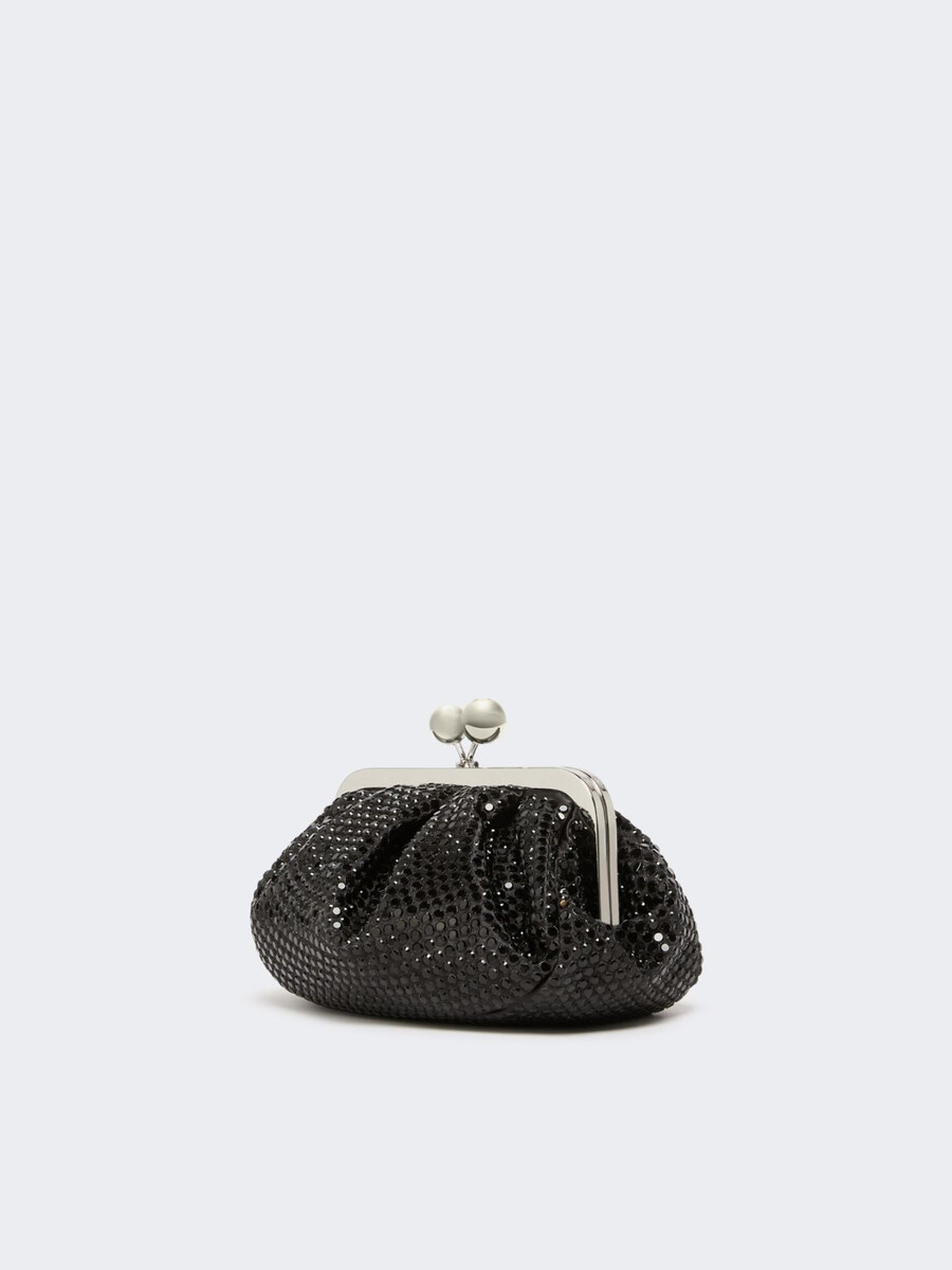 bolso pequeño de satén pasticcino adornado con pedrería - gris oscuro