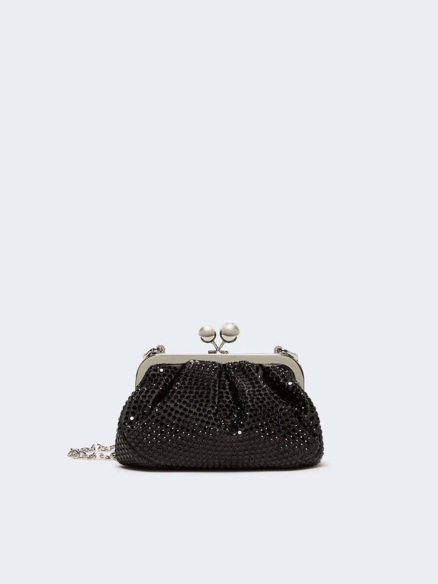 bolso pequeño de satén pasticcino adornado con pedrería - gris oscuro