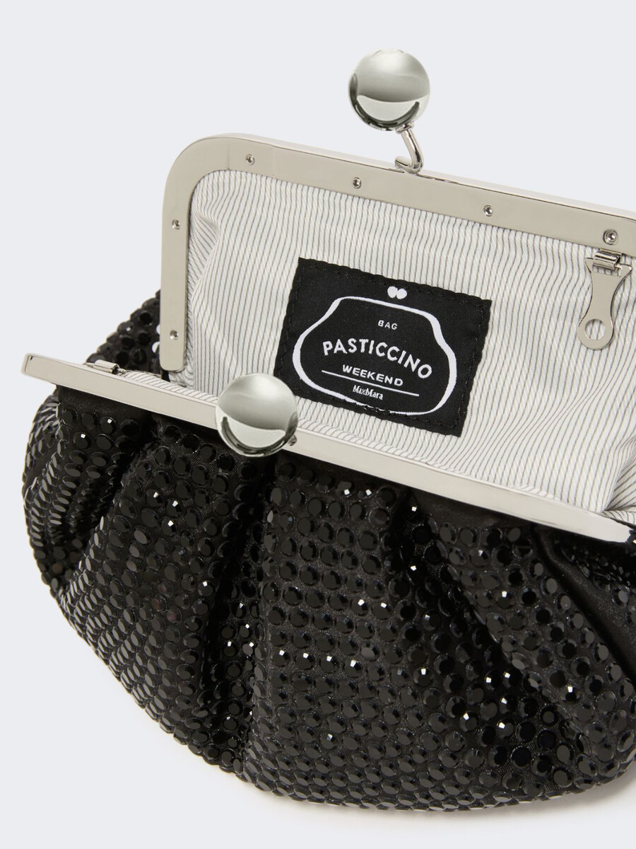bolso pequeño de satén pasticcino adornado con pedrería - gris oscuro