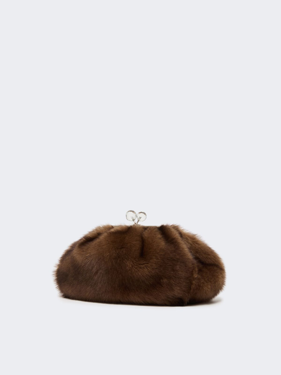 bolso pasticcino mediano de piel de oveja - caramelo