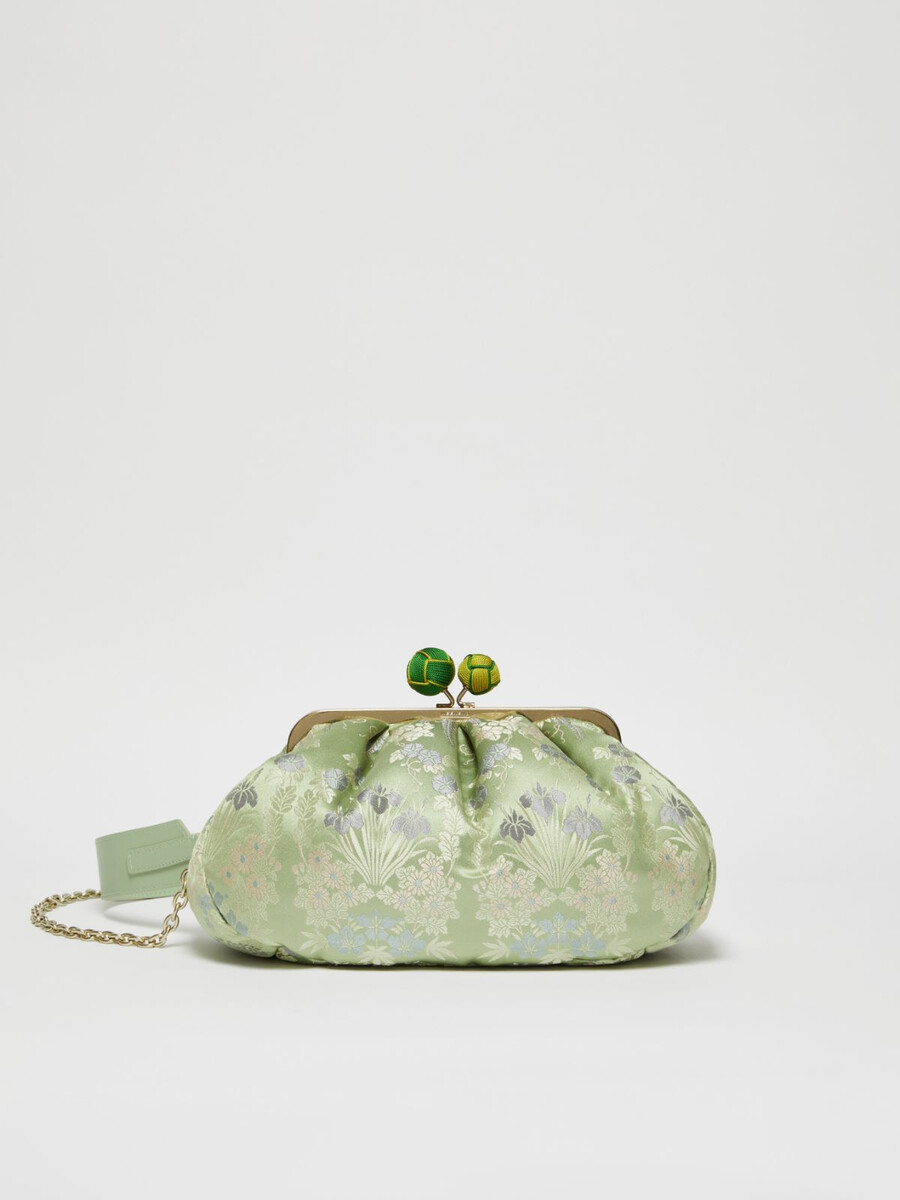bolso pasticcino mediano de seda jacquard - verde oliva