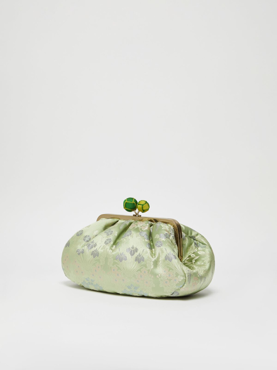 bolso pasticcino mediano de seda jacquard - verde oliva