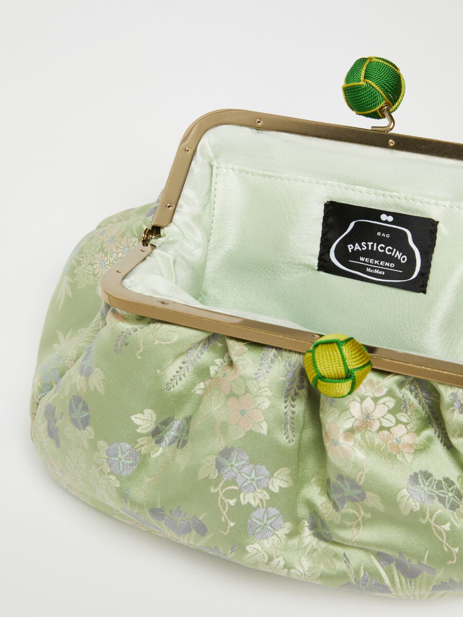 bolso pasticcino mediano de seda jacquard - verde oliva
