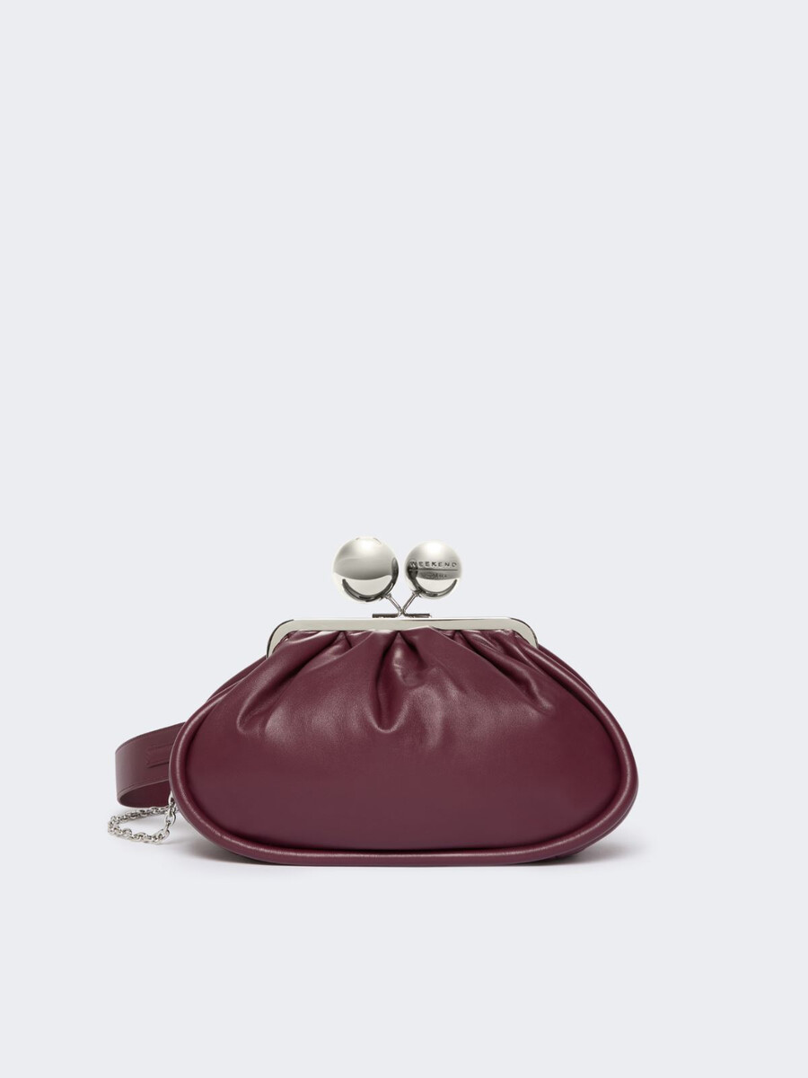 bolso pasticcino mediano en piel napa brillante - rojo morado