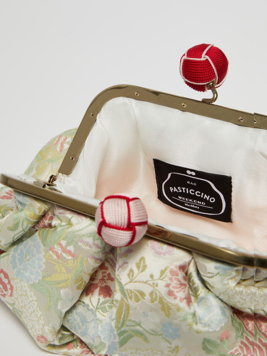 bolso pasticcino pequeño de seda jacquard - marfil