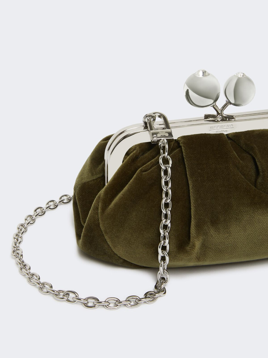 bolso pasticcino pequeño de terciopelo de algodón - kaki