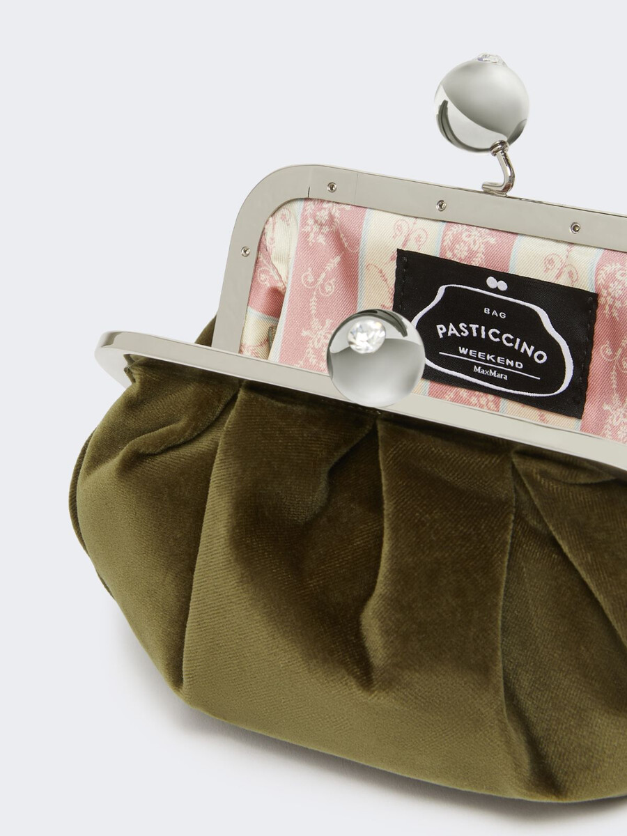bolso pasticcino pequeño de terciopelo de algodón - kaki