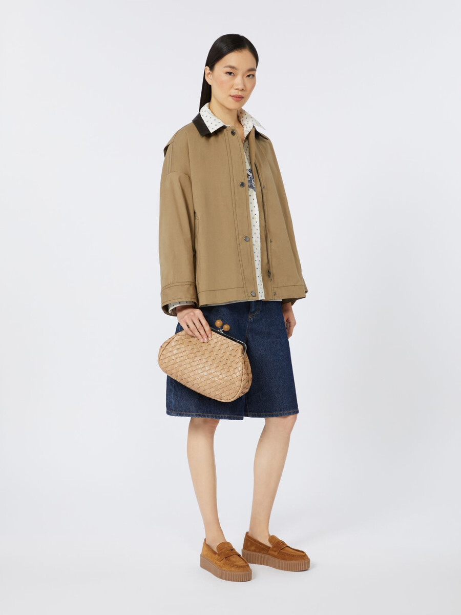 bolso pasticcino mediano de piel tejida - marrÓn avellana