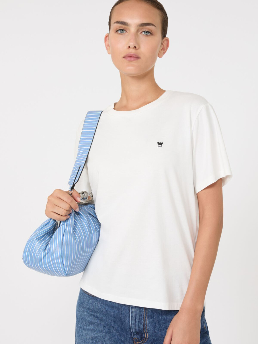 bolso pasticcino mediano de piel napa estampada - azul claro