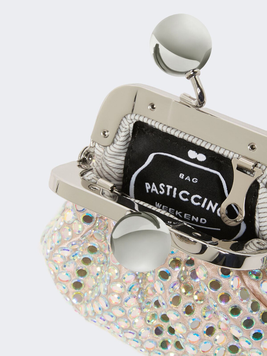 mini bolso pasticcino de satén con pedrería - antique rose