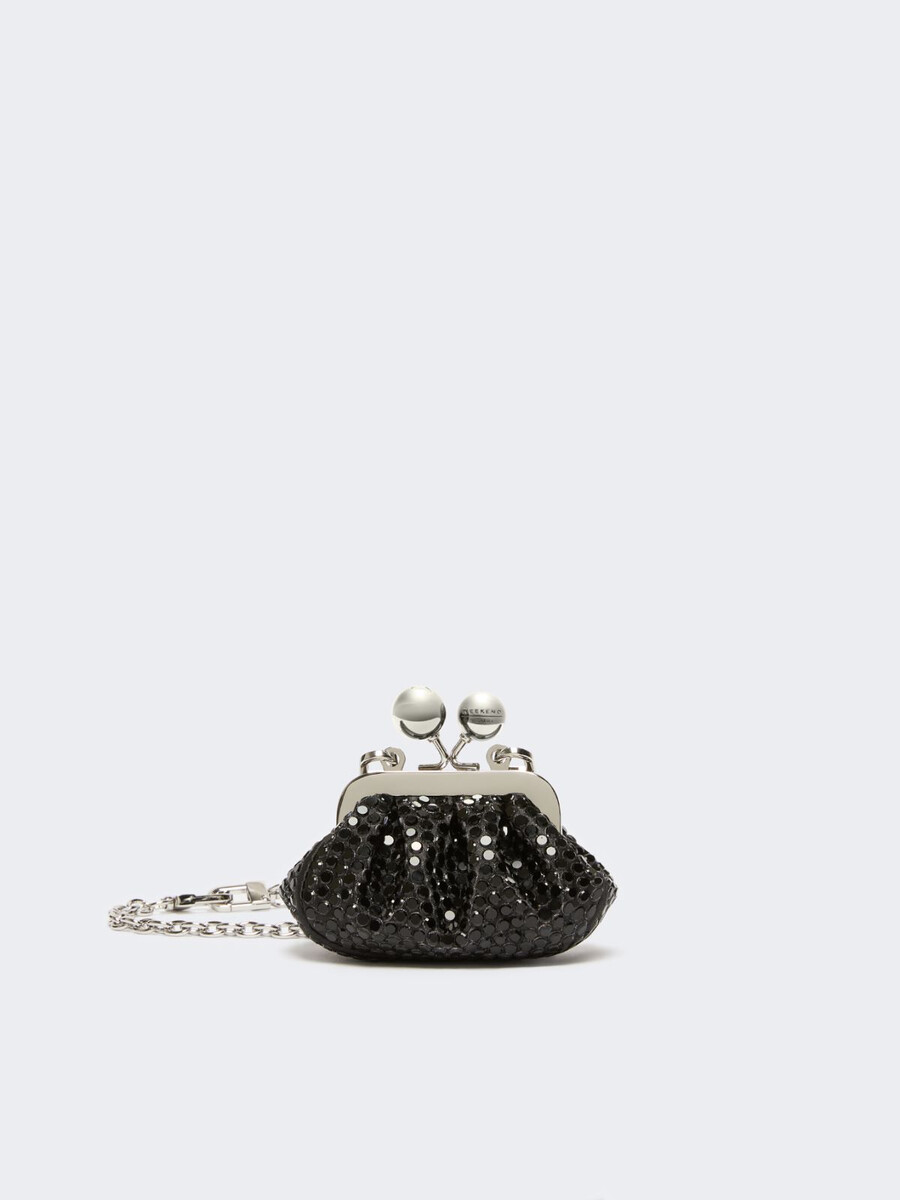 mini bolso pasticcino de satén con pedrería - gris oscuro