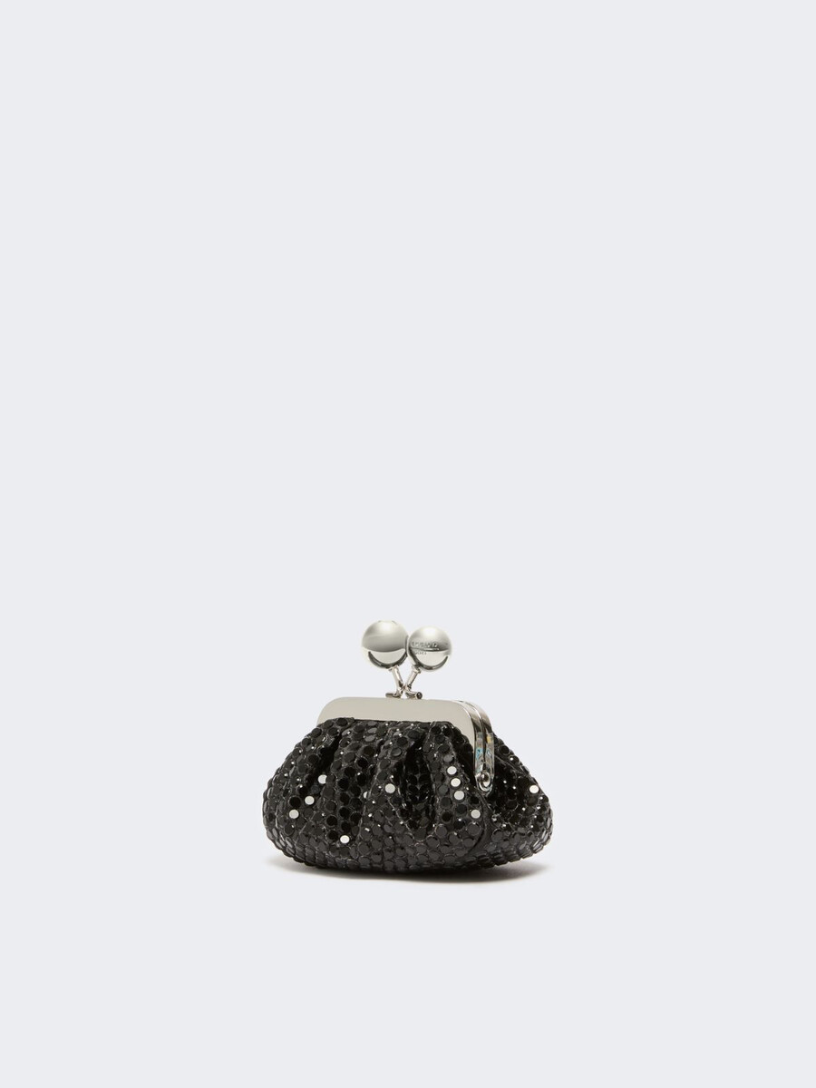 mini bolso pasticcino de satén con pedrería - gris oscuro