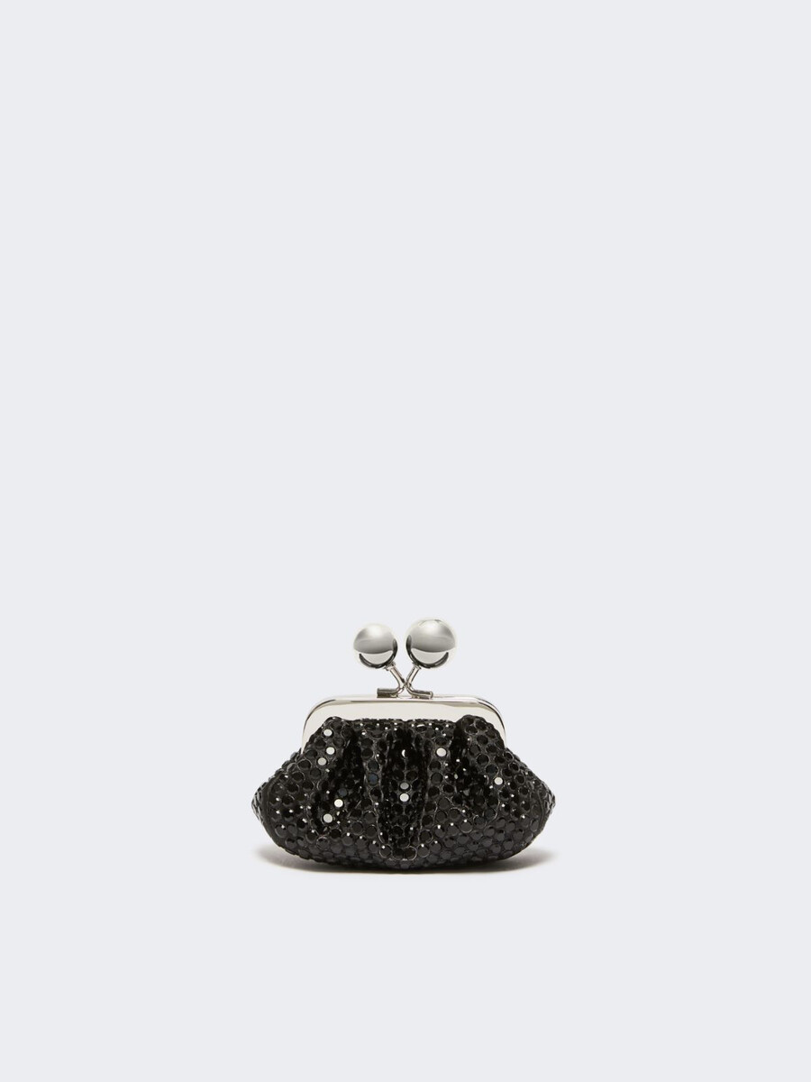 mini bolso pasticcino de satén con pedrería - gris oscuro