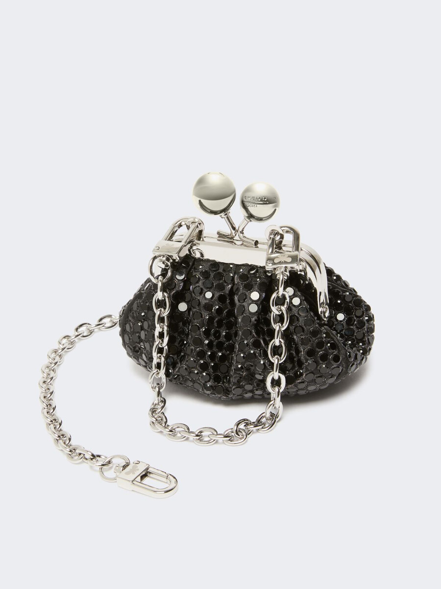 mini bolso pasticcino de satén con pedrería - gris oscuro