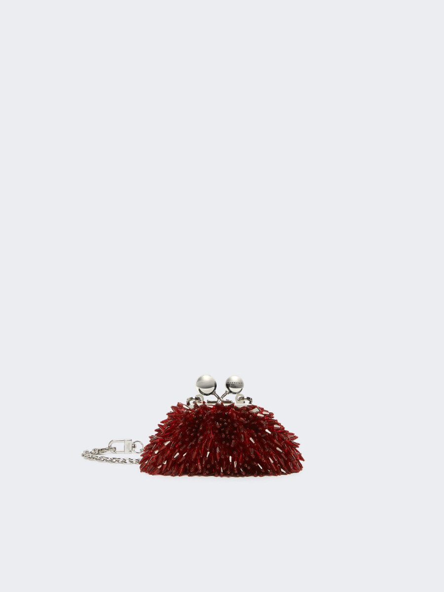mini bolso pasticcino de satén con pedrería - rojo