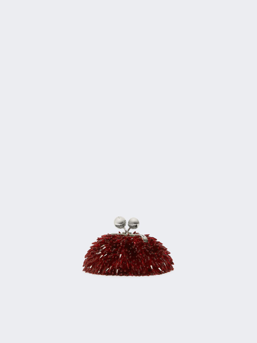 mini bolso pasticcino de satén con pedrería - rojo