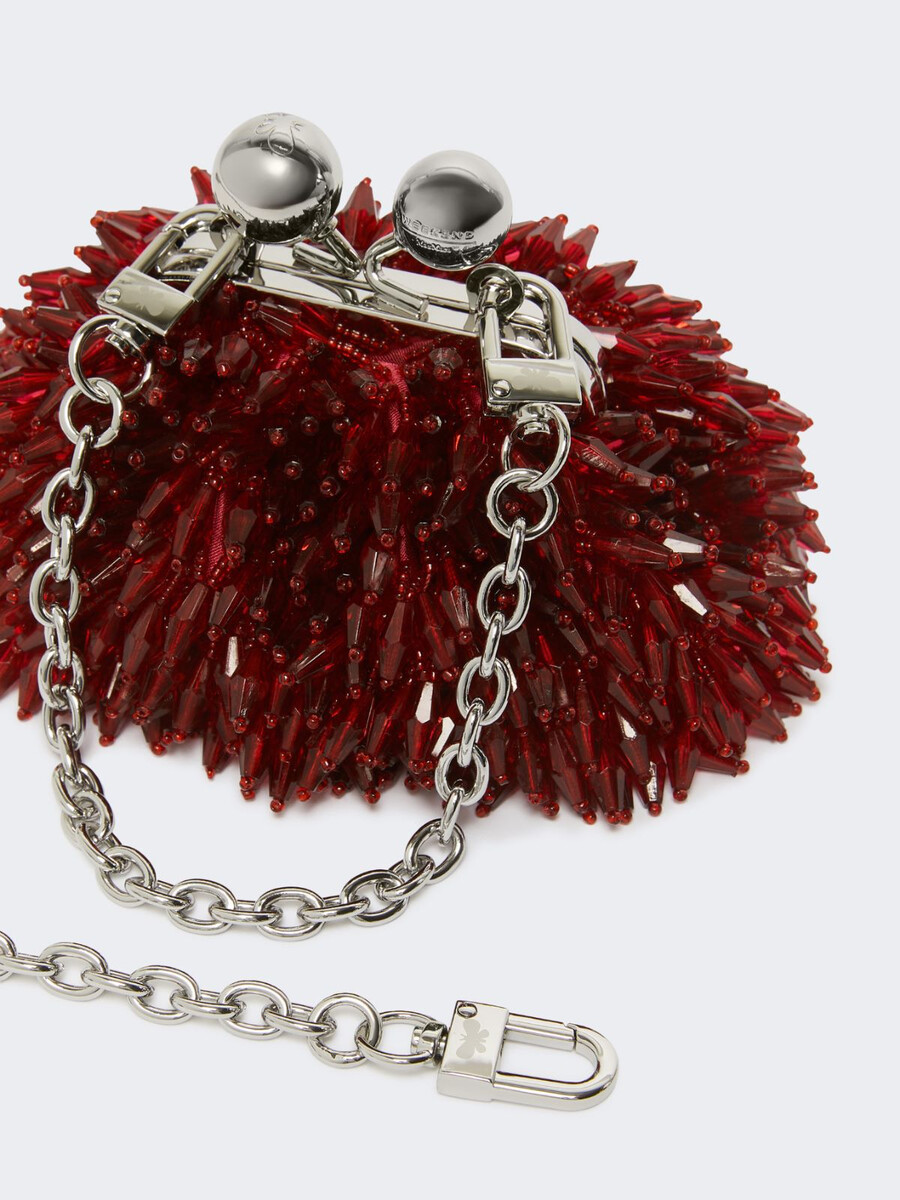 mini bolso pasticcino de satén con pedrería - rojo