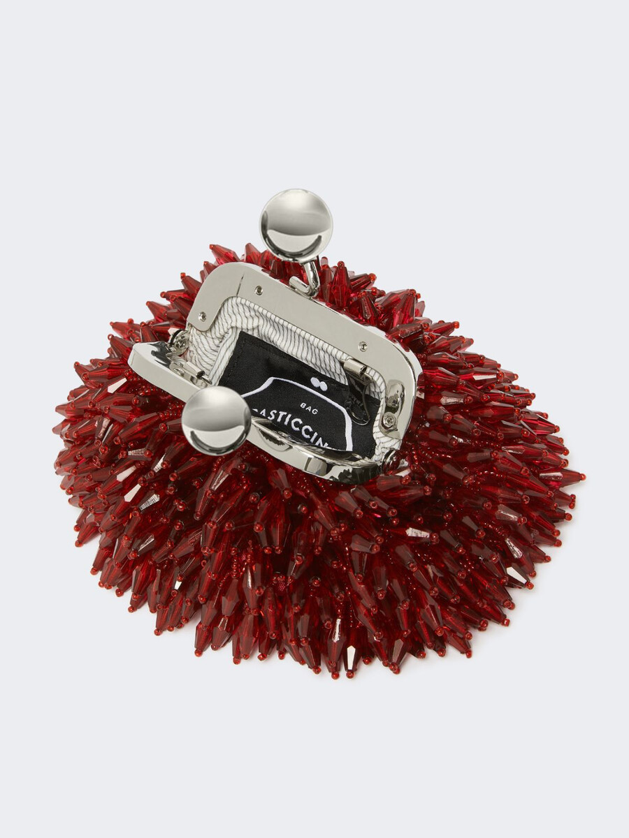 mini bolso pasticcino de satén con pedrería - rojo