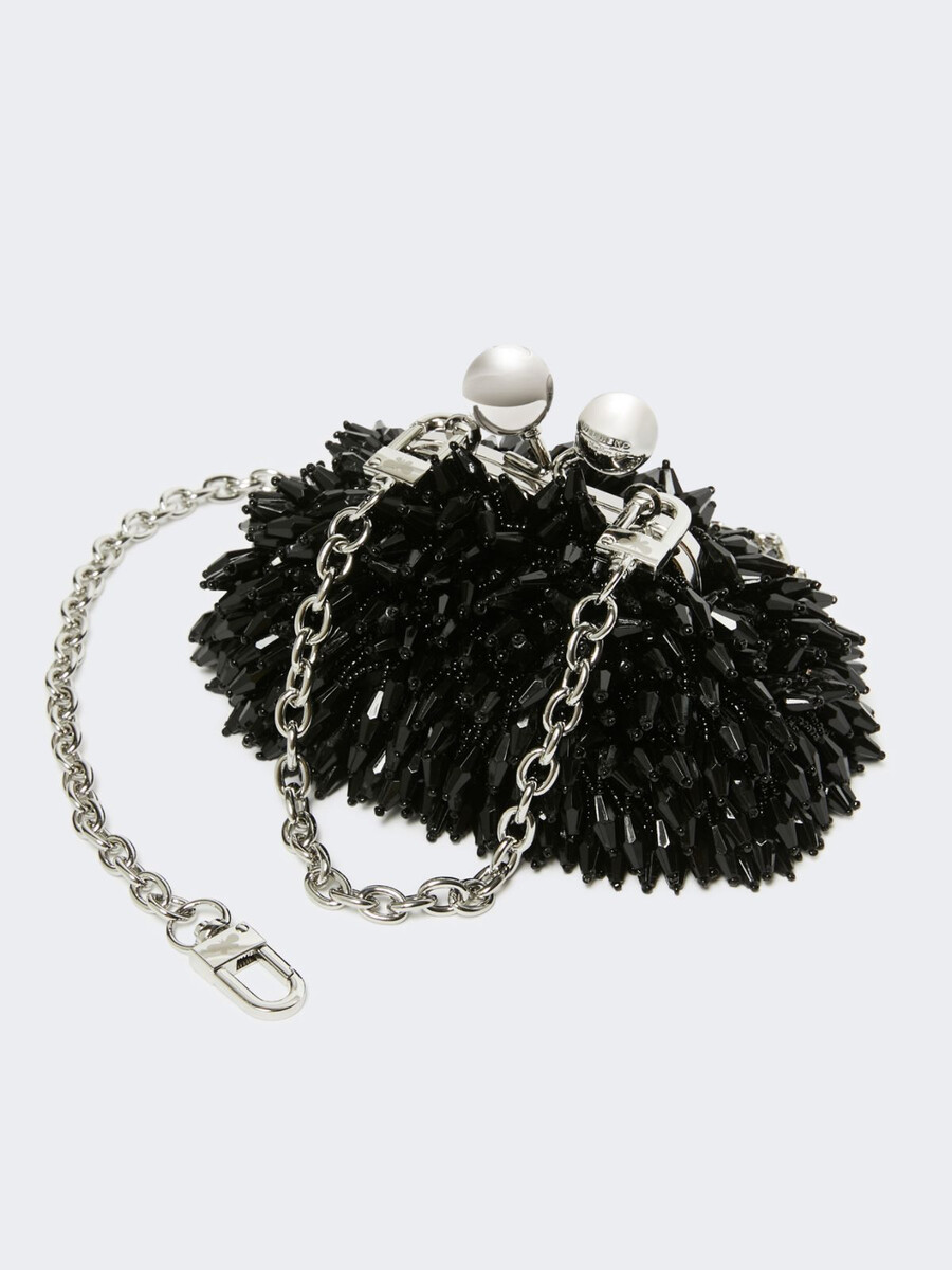 mini bolso pasticcino de satén con pedrería - gris oscuro