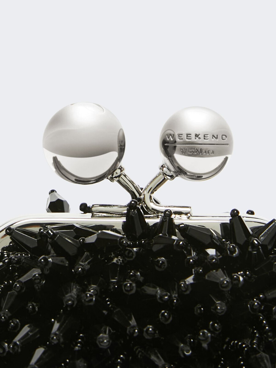 mini bolso pasticcino de satén con pedrería - gris oscuro