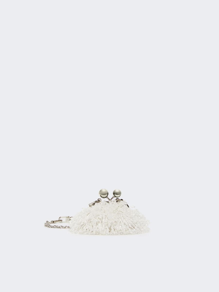 bolso nano pasticcino de satén y lentejuelas - blanco