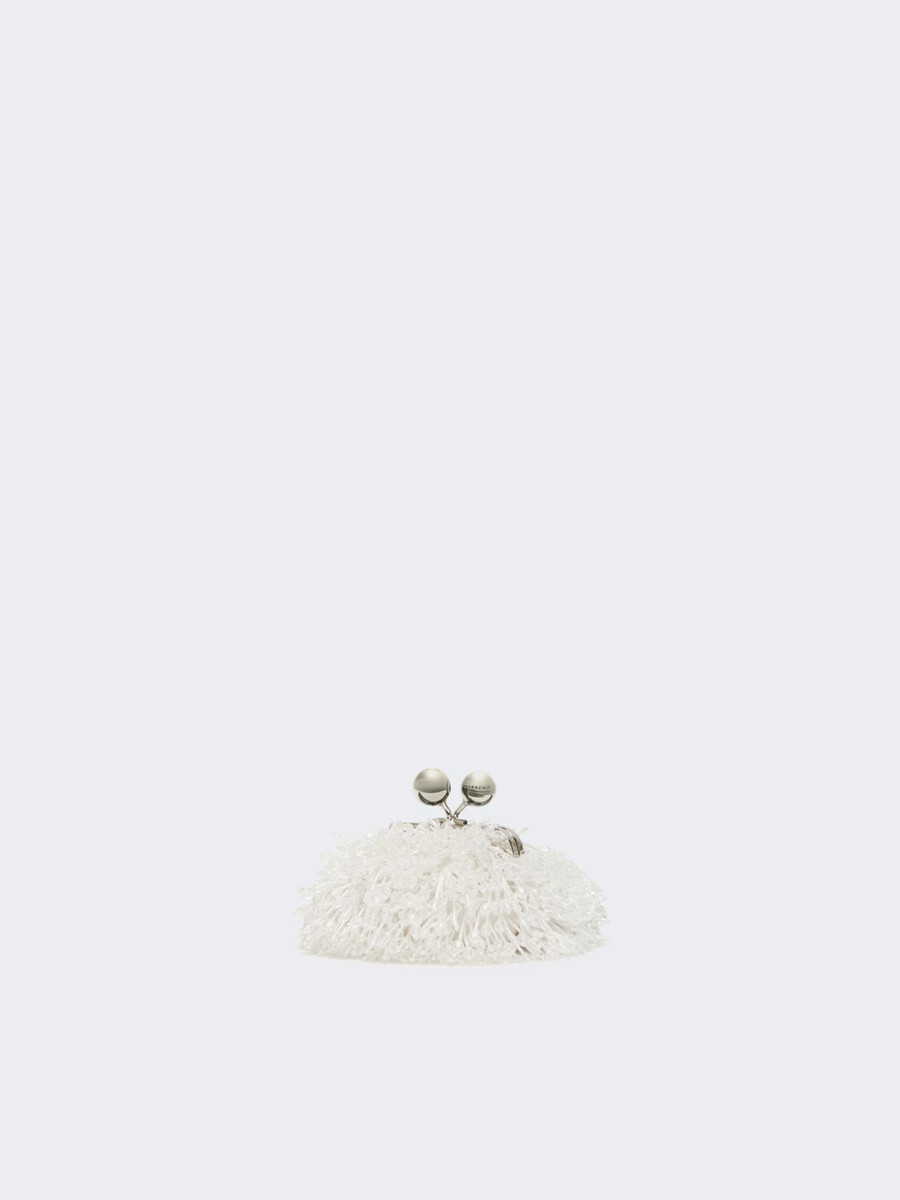 bolso nano pasticcino de satén y lentejuelas - blanco