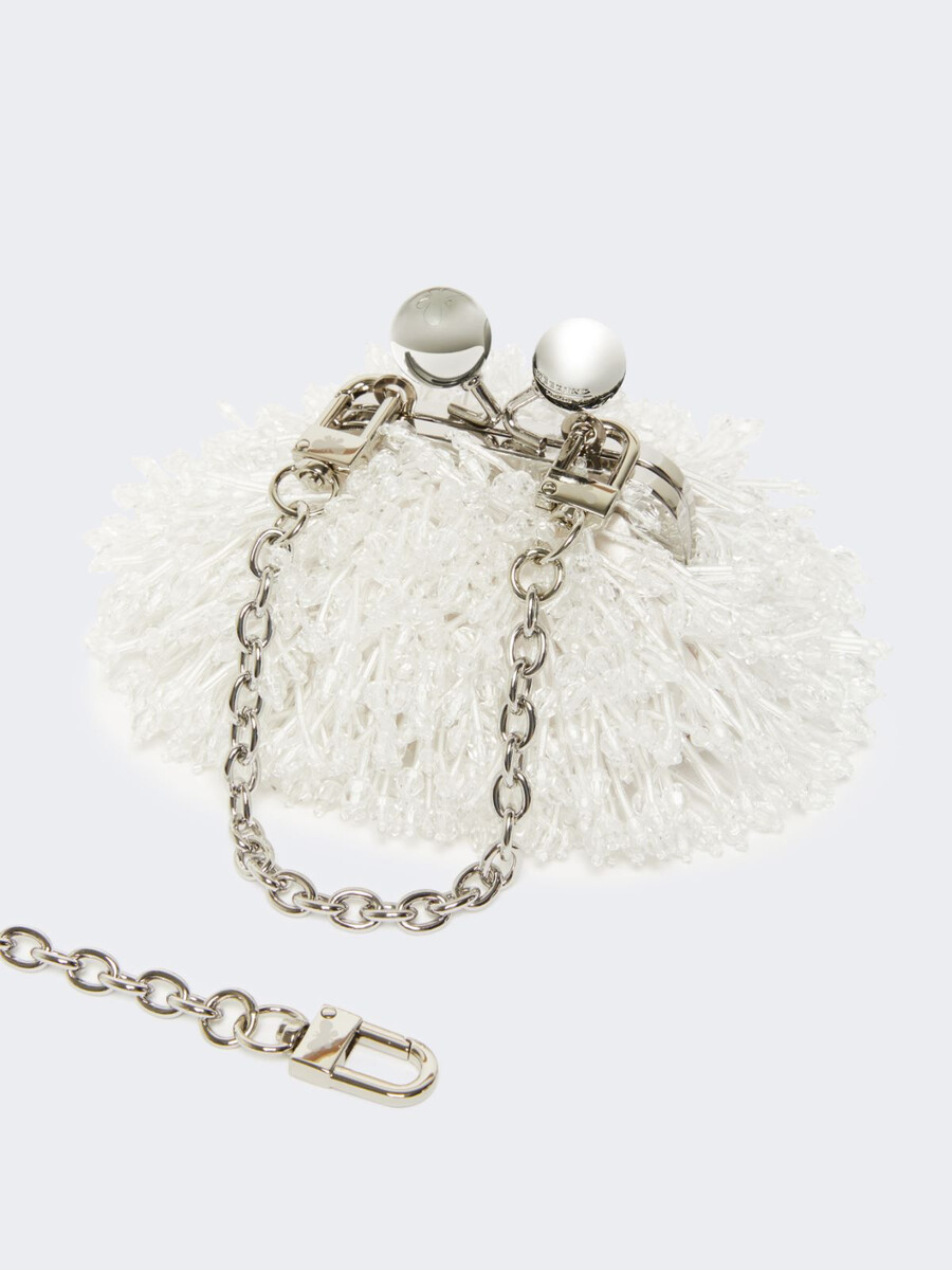 bolso nano pasticcino de satén y lentejuelas - blanco
