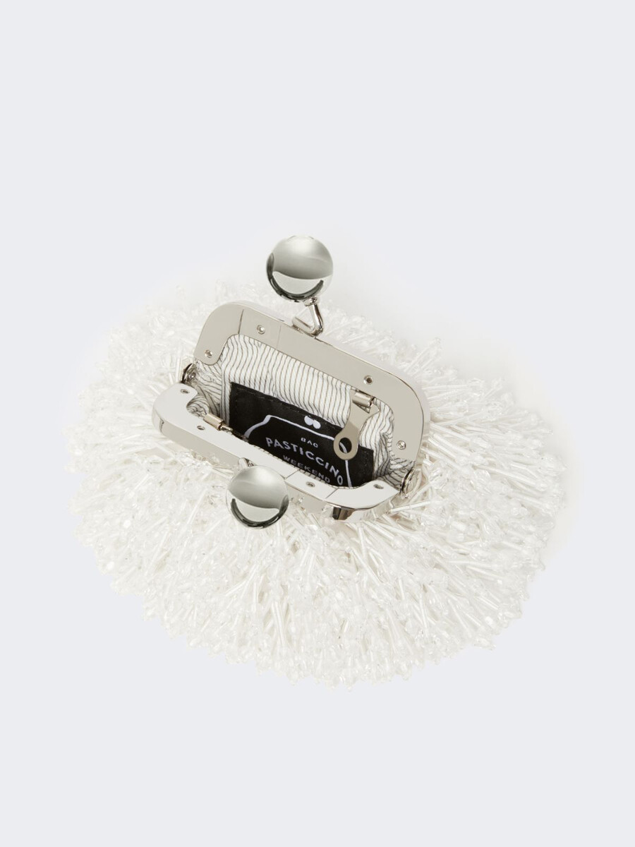 bolso nano pasticcino de satén y lentejuelas - blanco