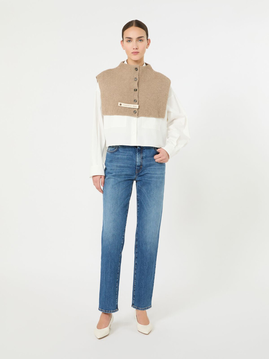 cuello de punto de cachemira - sombreado beige