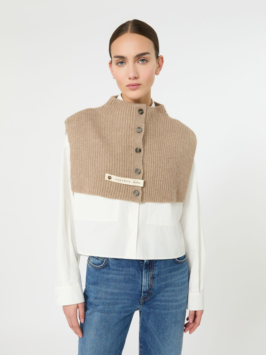 cuello de punto de cachemira - sombreado beige