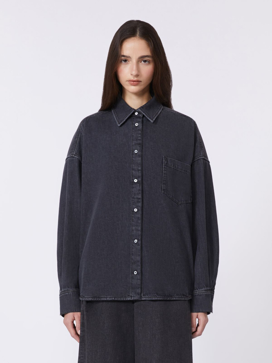 camisa vaquera de algodón - negra
