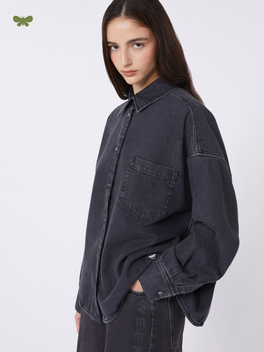 camisa vaquera de algodón - negra