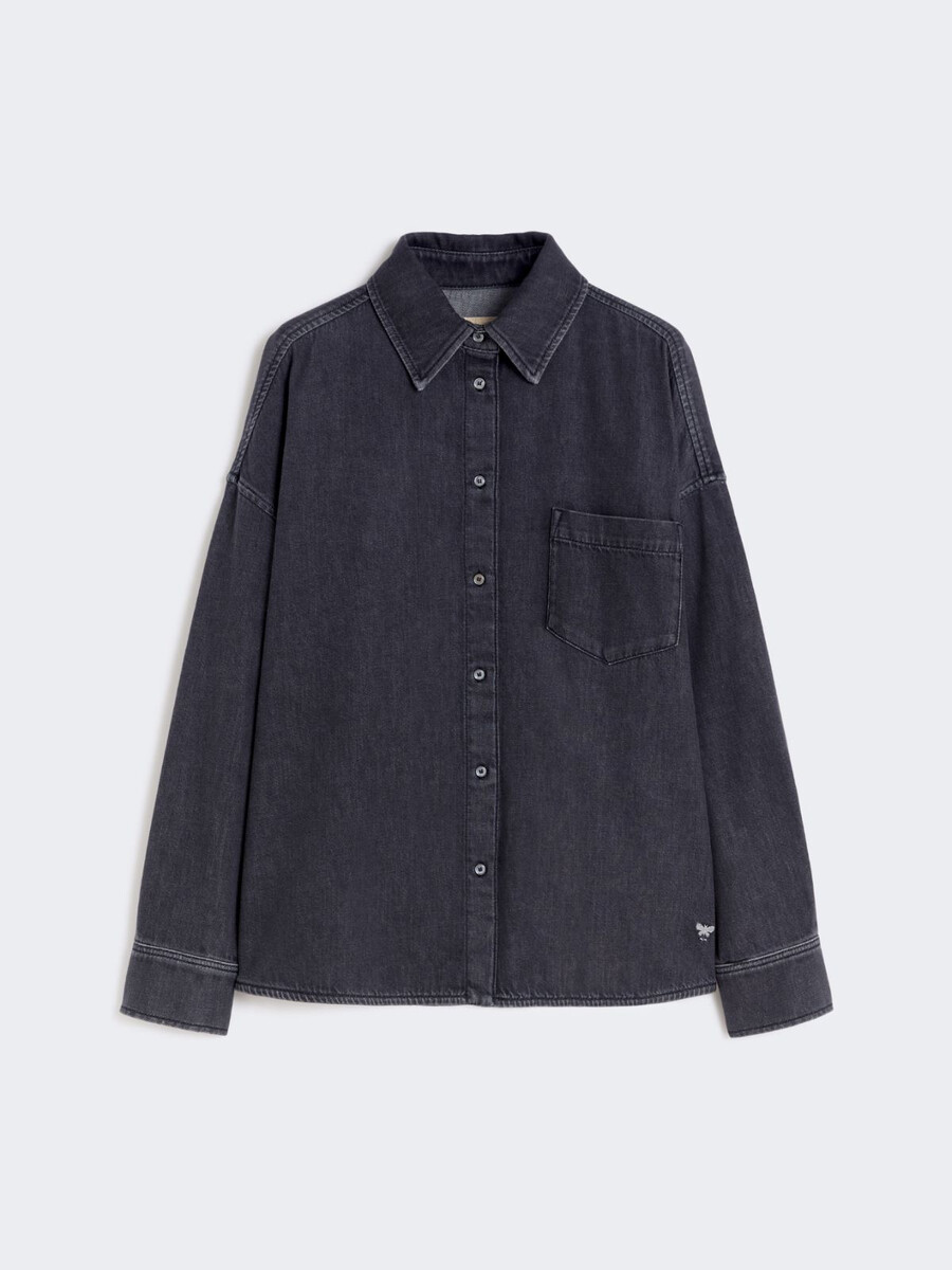 camisa vaquera de algodón - negra