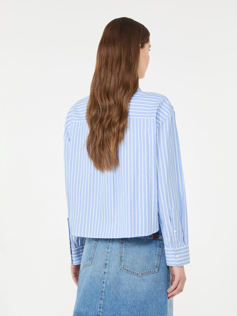 camisa oxford de algodón a rayas - azul claro