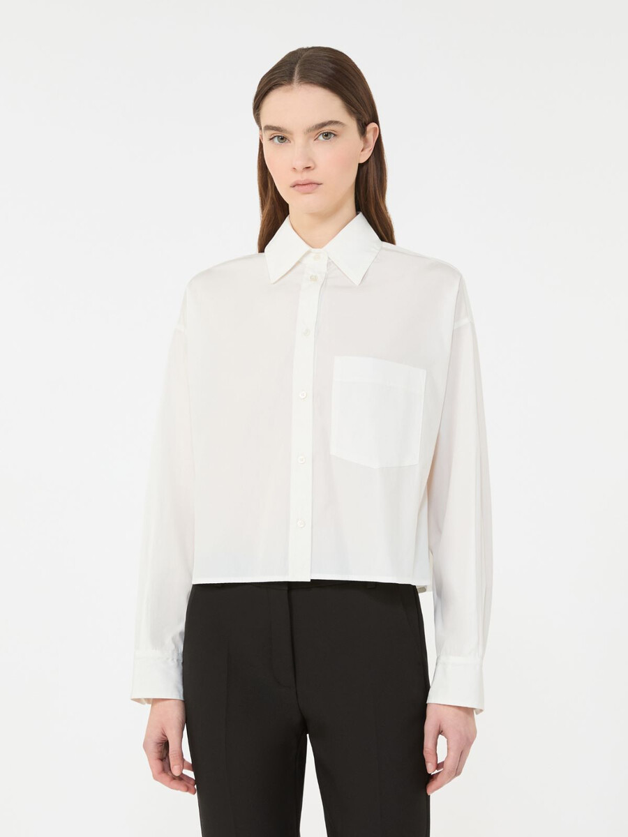camisa de popelina de algodón - blanco Óptico